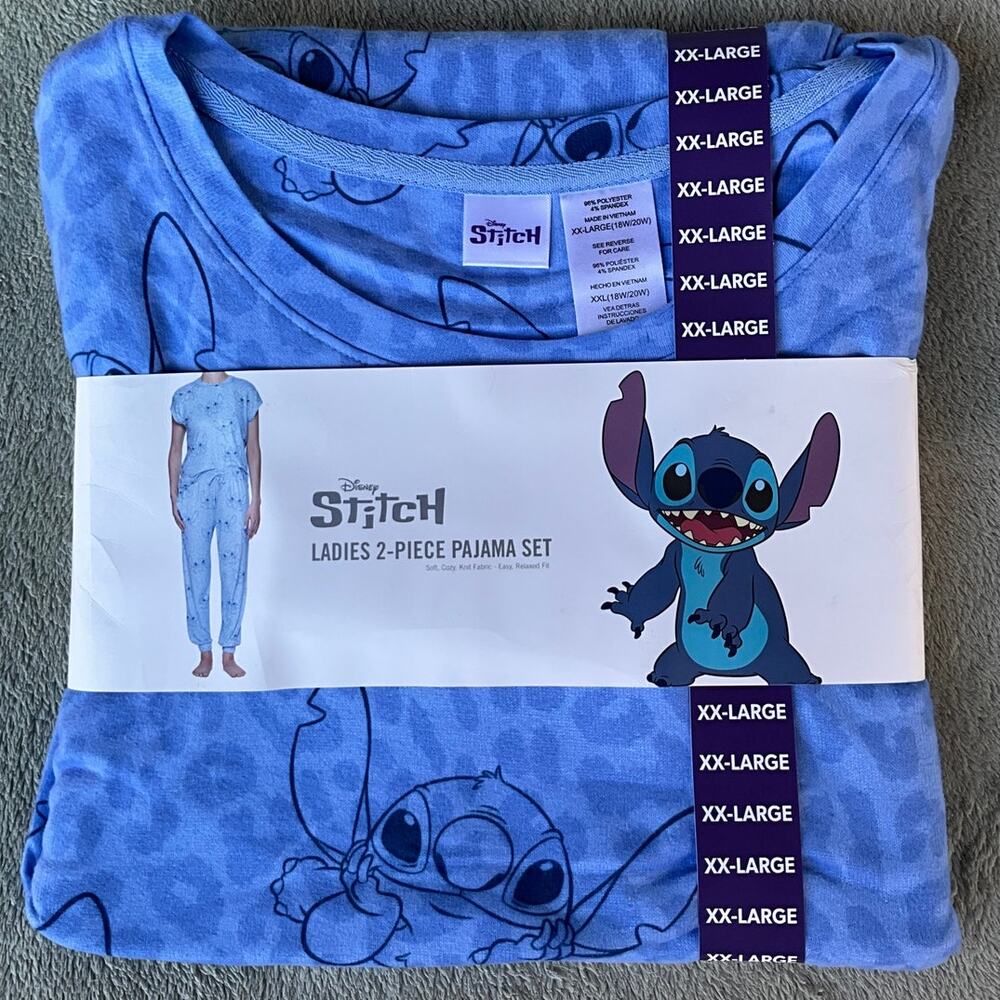 New Disney Stitch 2 Piece Pajama Set XXL Short Sleeve